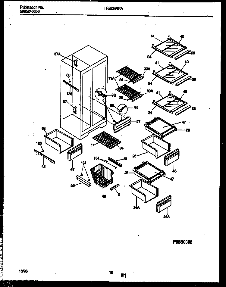 SHELVES AND SUPPORTS Diagram and Parts List for TRS26WRAB0  Tappan Refrigerator