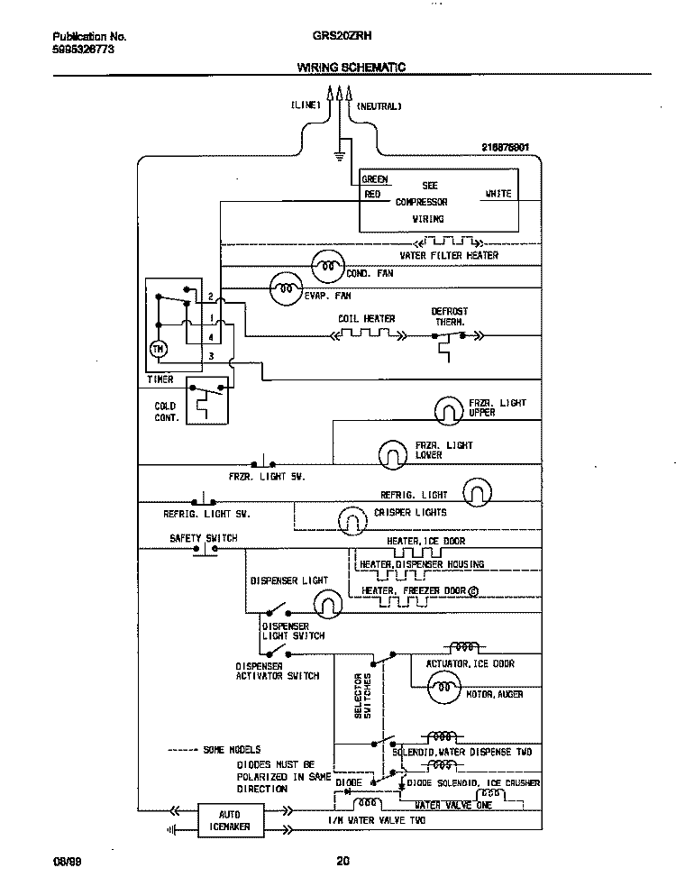 WIRING DIAGRAM Diagram and Parts List for GRS20ZRHW3  Gibson Refrigerator