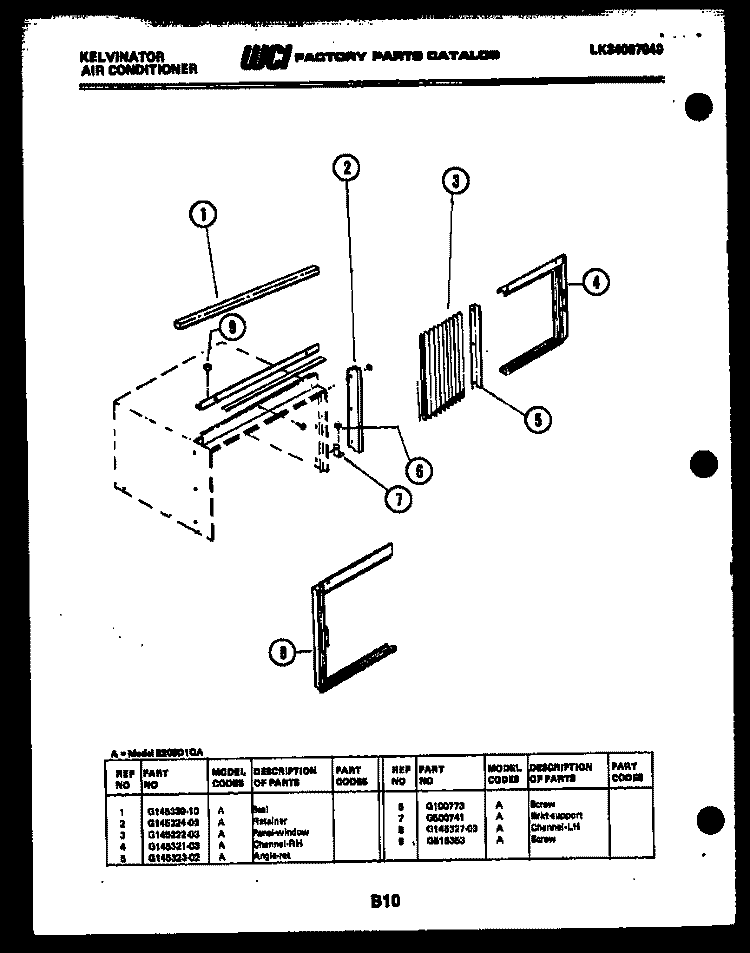 CABINET PARTS Diagram and Parts List for S208D1QA  Kelvinator Air Conditioner