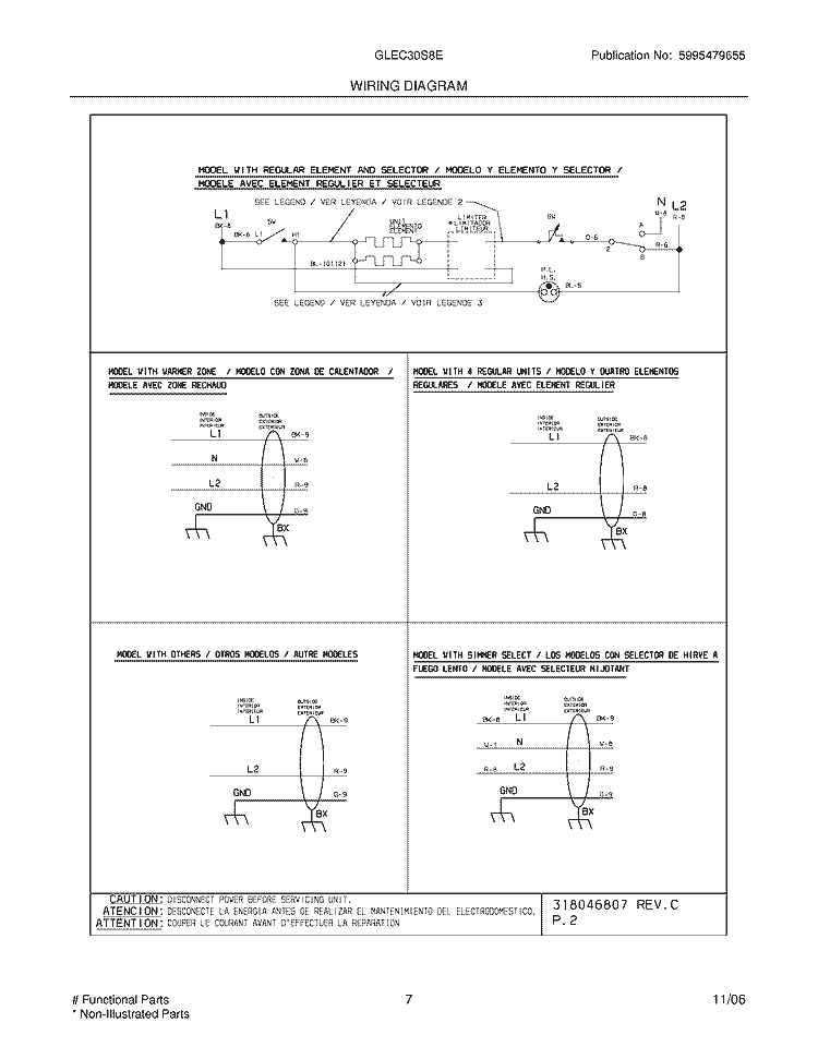 WIRING DIAGRAM Diagram and Parts List for GLEC30S8EBB  Frigidaire Cooktop
