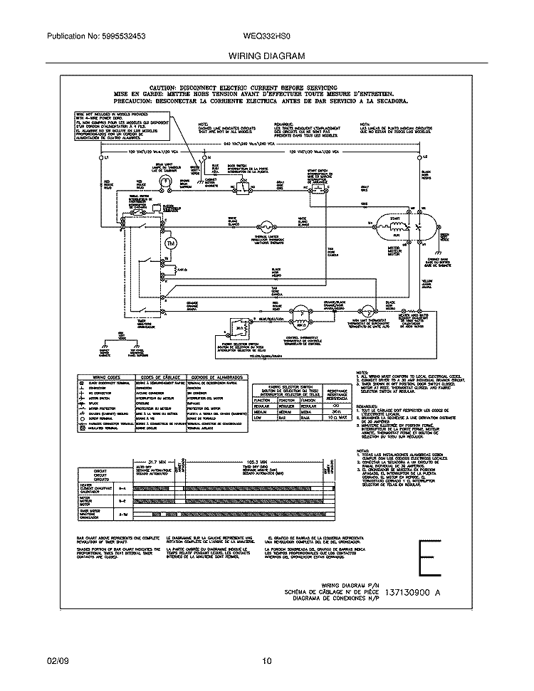 WIRING DIAGRAM Diagram and Parts List for WEQ332HS0  Westinghouse Dryer
