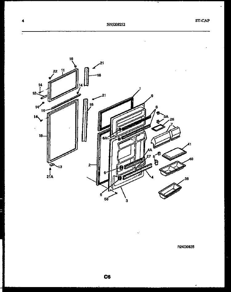 DOOR PARTS Diagram and Parts List for FPCE21TPW0  Frigidaire Refrigerator