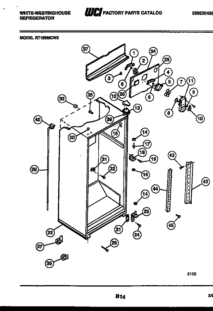 CABINET PARTS Diagram and Parts List for RT199MCD2  Frigidaire Refrigerator
