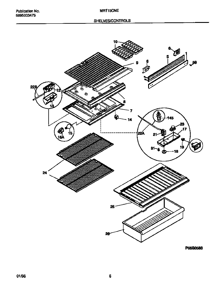 SHELVES Diagram and Parts List for MRT15CNEW4  Uni Refrigerator