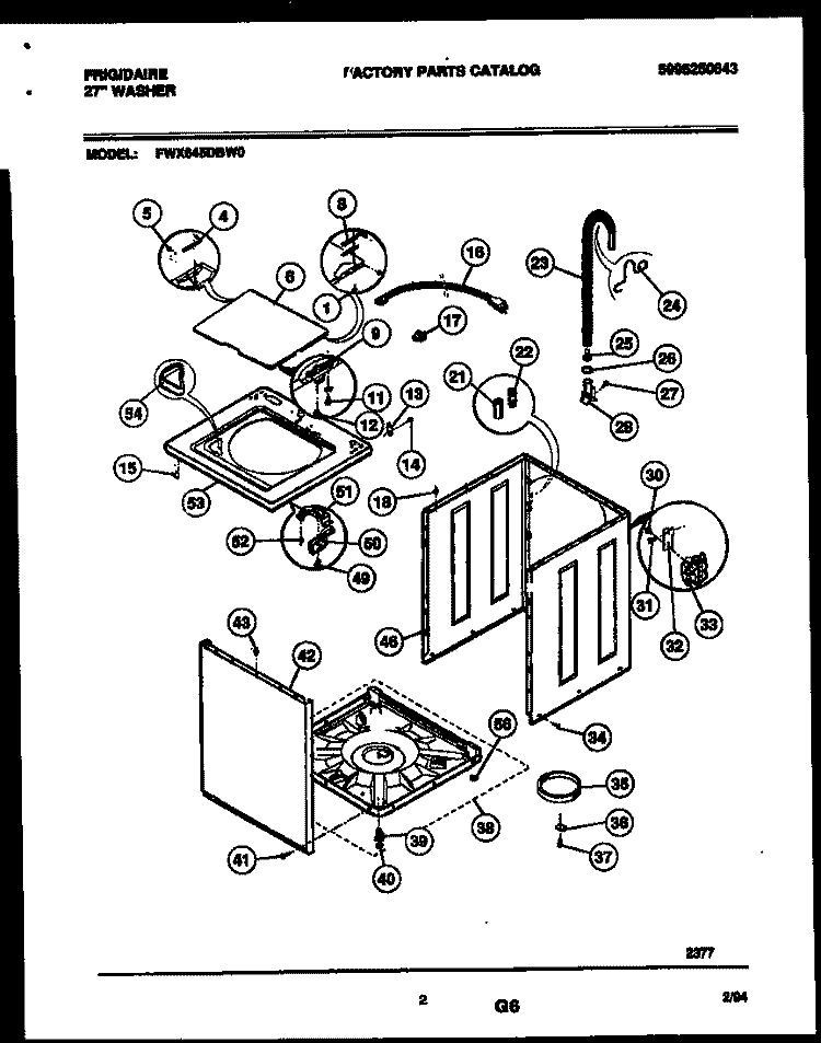 CABINET PARTS Diagram and Parts List for FWX645DBW0  Frigidaire Washer