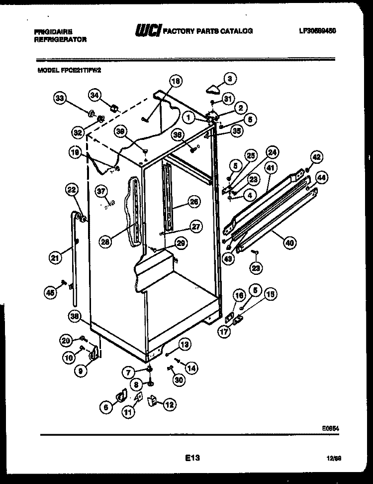 CABINET PARTS Diagram and Parts List for FPCE21TIFW2  Frigidaire Refrigerator