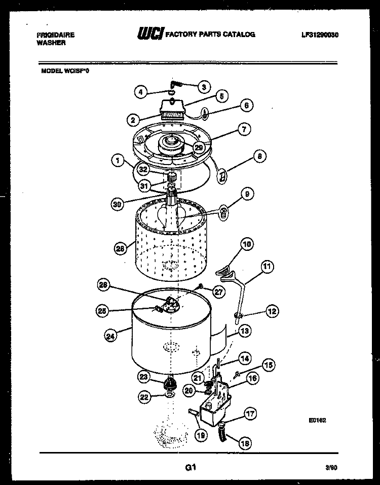 TUB DETAIL Diagram and Parts List for WCISFW0  Frigidaire Washer