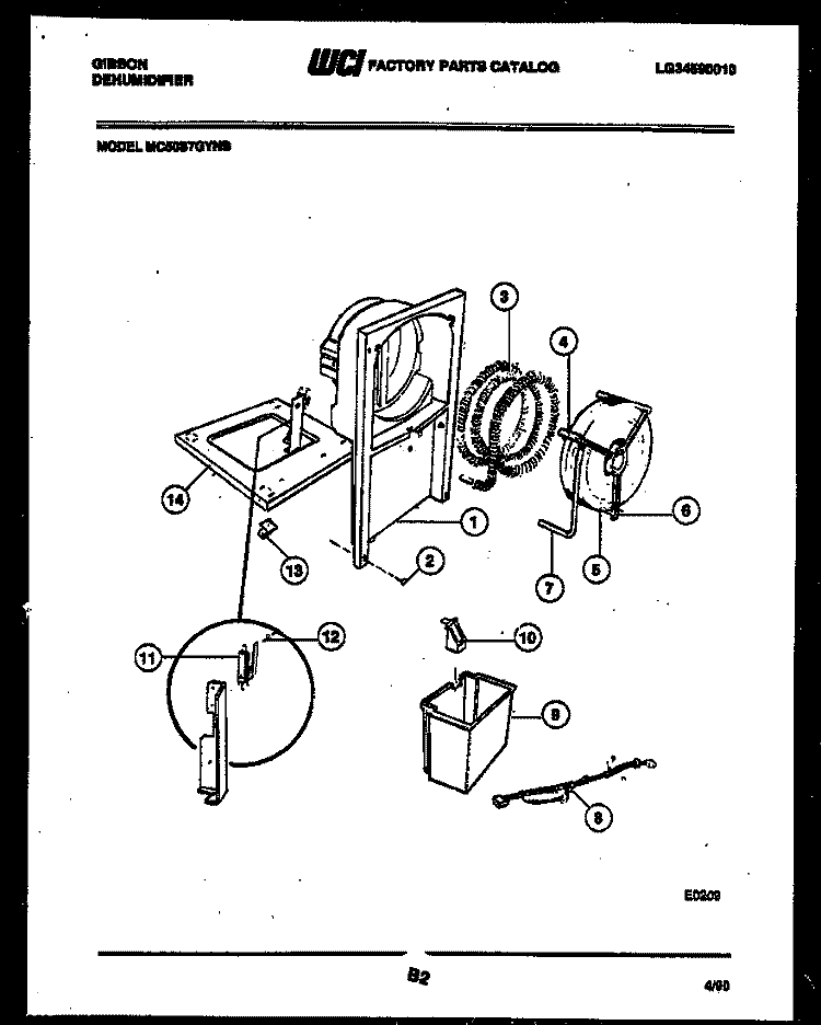 WATER AND CONDENSING PARTS Diagram and Parts List for MC50S7GYNB  Gibson Dehumidifier