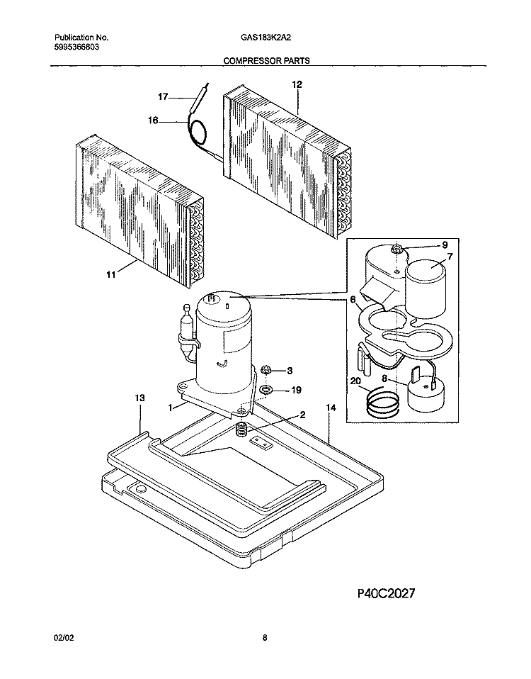 COMPRESSOR PARTS Diagram and Parts List for GAS183K2A2  Gibson Air Conditioner