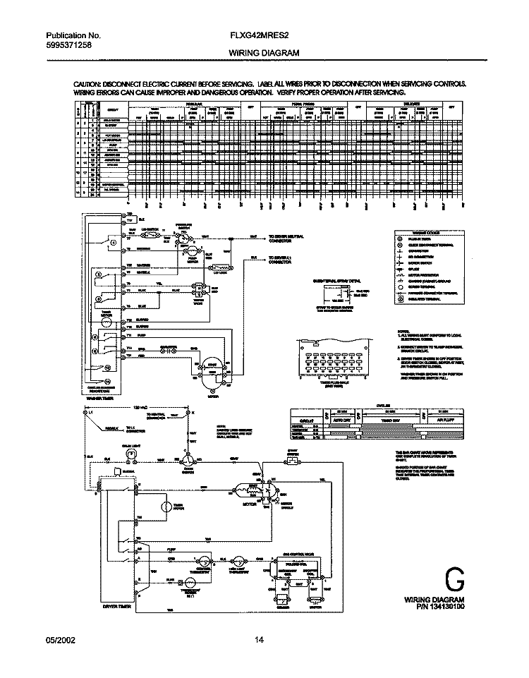134130100 WIRING DIAGRAM Diagram and Parts List for FLXG42MRES2  Frigidaire Washer Dryer Combo