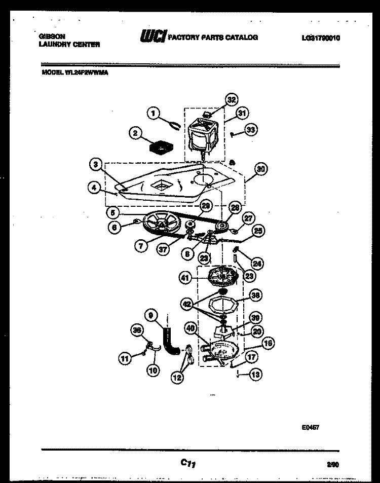 MOTOR AND PUMP PARTS Diagram and Parts List for WL24F2WWMA  Gibson Washer