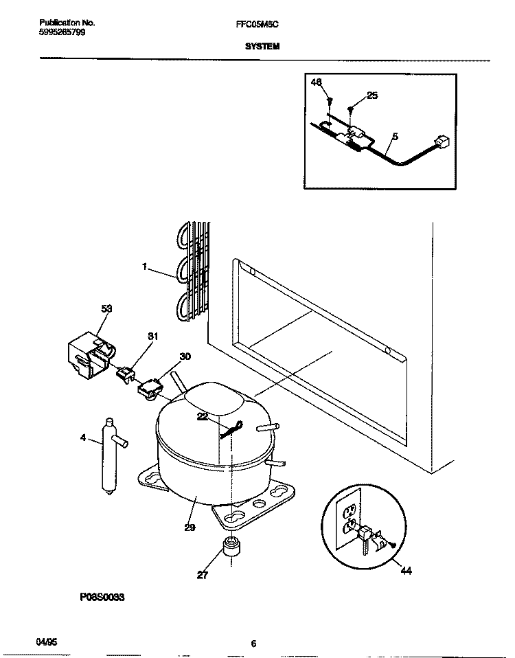 SYSTEM Diagram and Parts List for FFC05M5CW0  Frigidaire Freezer