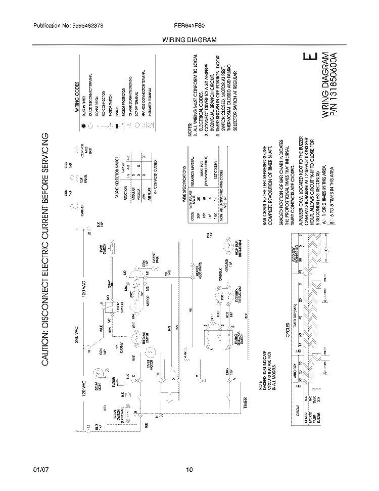 WIRING DIAGRAM Diagram and Parts List for FER641FS0  Frigidaire Dryer