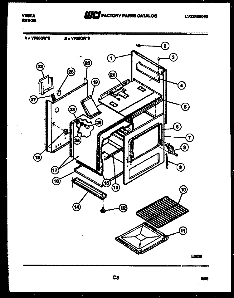 BODY PARTS Diagram and Parts List for VP30CW3  Tappan Range