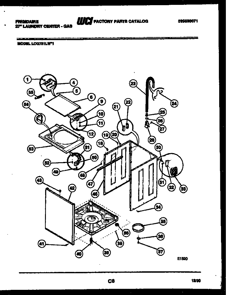 CABINET PARTS Diagram and Parts List for LCG731LL1  Frigidaire Washer Dryer Combo