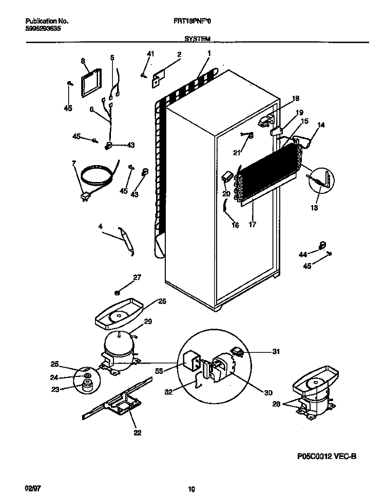 SYSTEM Diagram and Parts List for FRT18PNFD0  Frigidaire Refrigerator