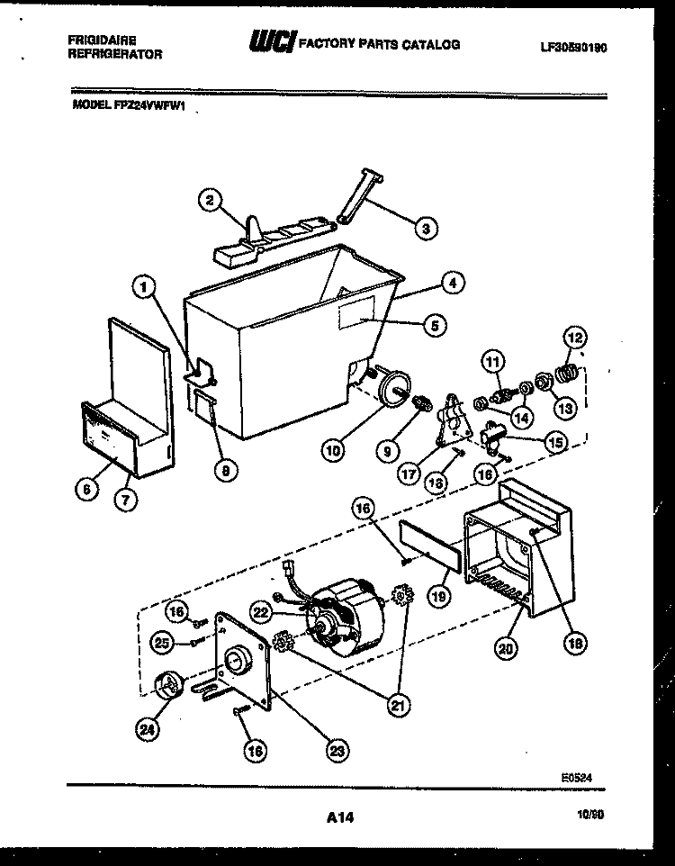 ICE DISPENSER Diagram and Parts List for FPZ24VWFA1  Frigidaire Refrigerator