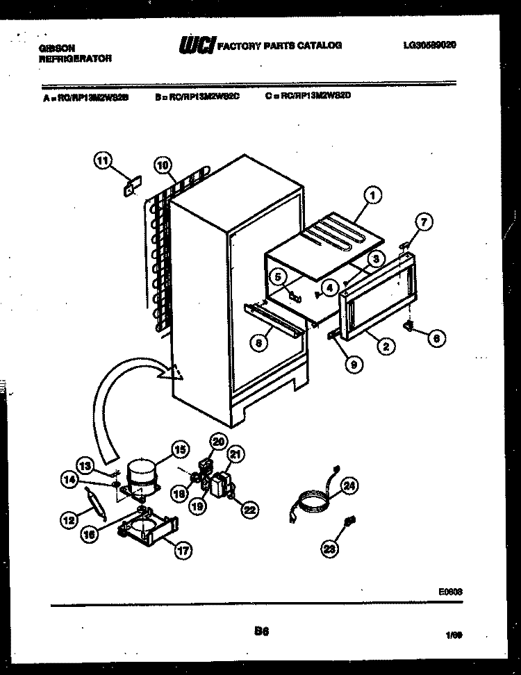 SYSTEM AND AUTOMATIC DEFROST PARTS Diagram and Parts List for RC13M2WS2B  Gibson Refrigerator