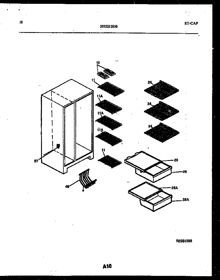 SHELVES AND SUPPORTS Diagram and Parts List for RS19F3WX1C  Gibson Refrigerator