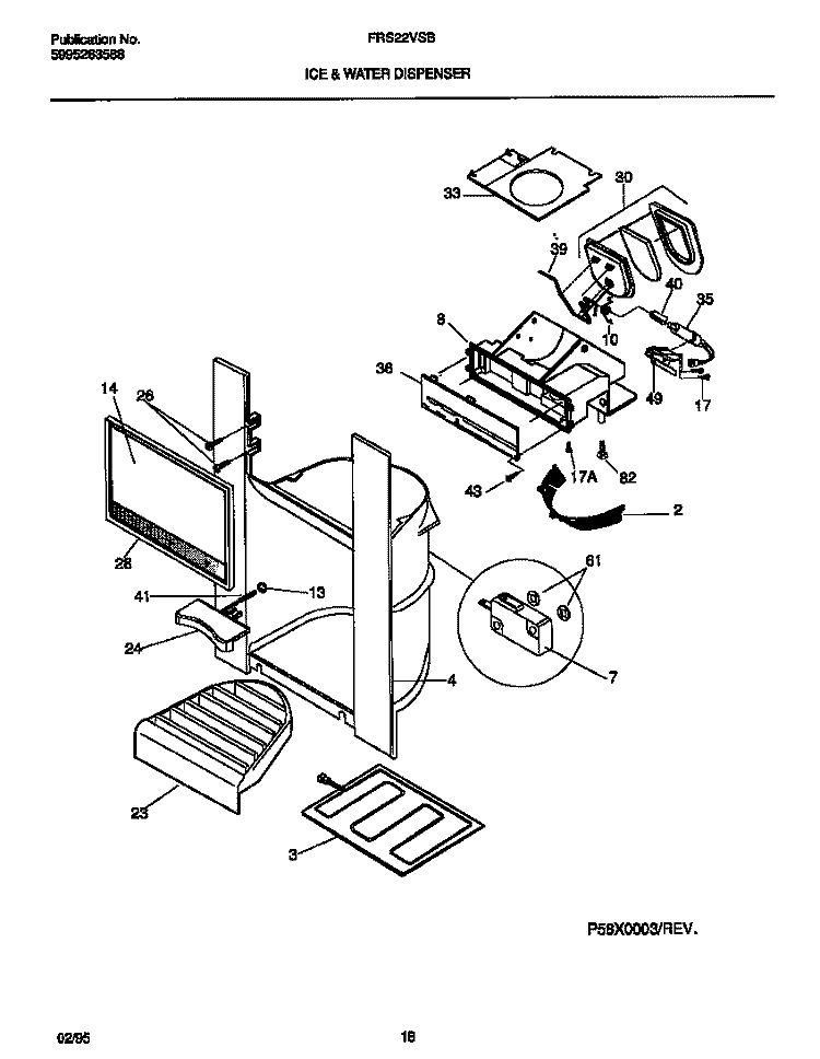 ICE & WATER DISPENSER Diagram and Parts List for FRS22VSBD1  Frigidaire Refrigerator