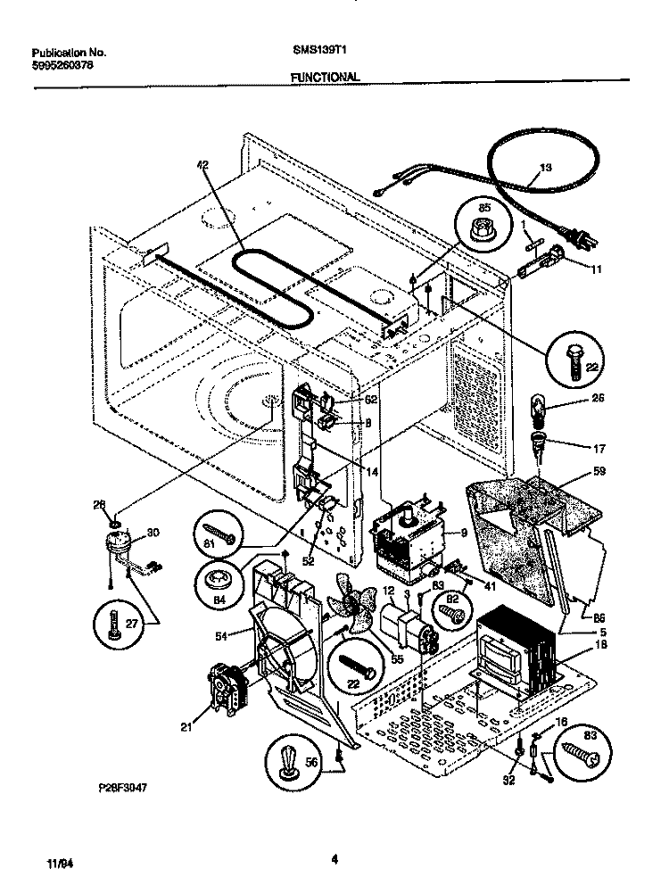 FUNCTIONAL Diagram and Parts List for SMS139T1B2  Tappan Microwave