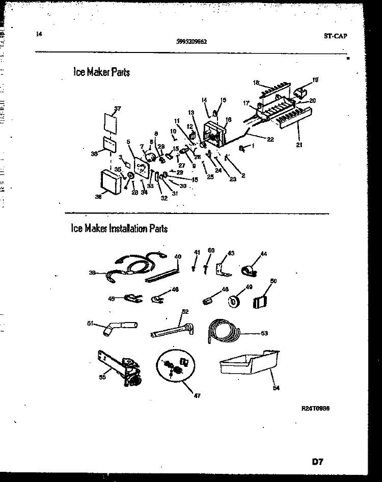 ICE MAKER AND INSTALLATION PARTS Diagram and Parts List for FPW21TIPL0  Frigidaire Refrigerator