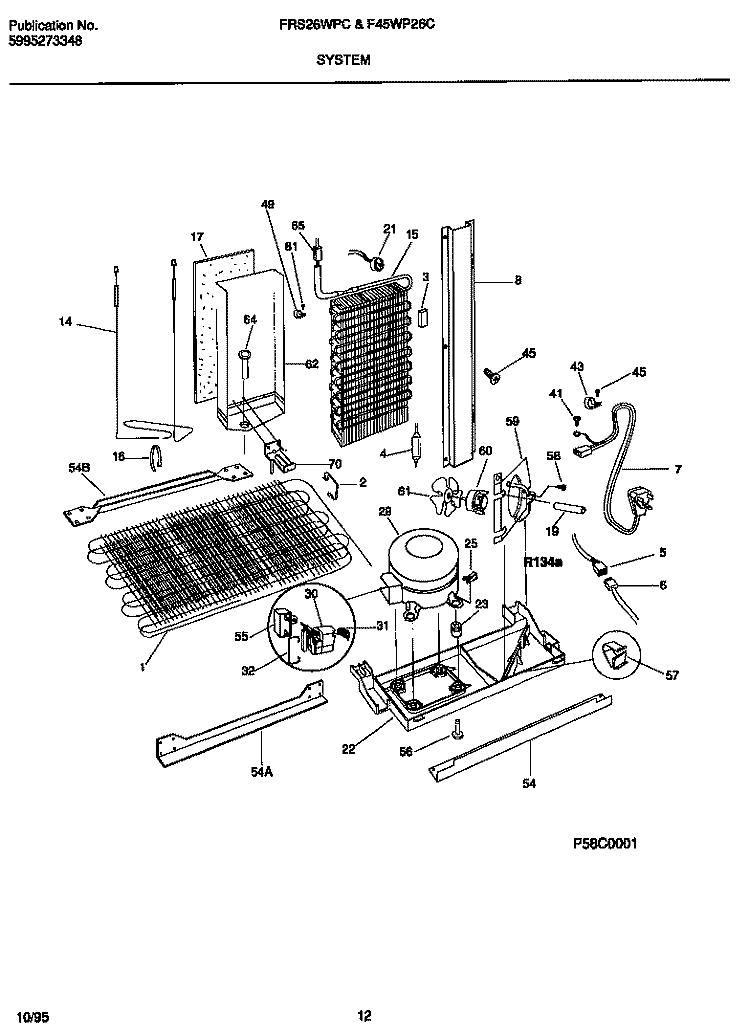 SYSTEM Diagram and Parts List for F45WP26CD2  Frigidaire Refrigerator