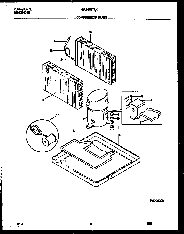 COMPRESSOR PARTS Diagram and Parts List for GAS258T2K1  Gibson Air Conditioner