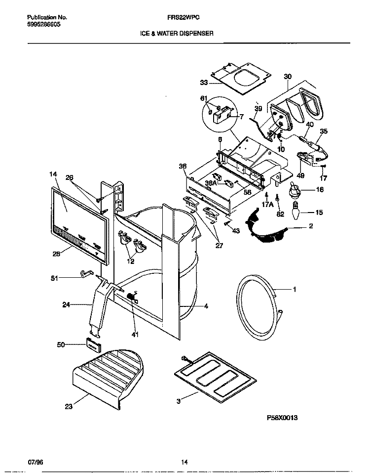 ICE & WATER DISPENSER Diagram and Parts List for FRS22WPCD2  Frigidaire Refrigerator