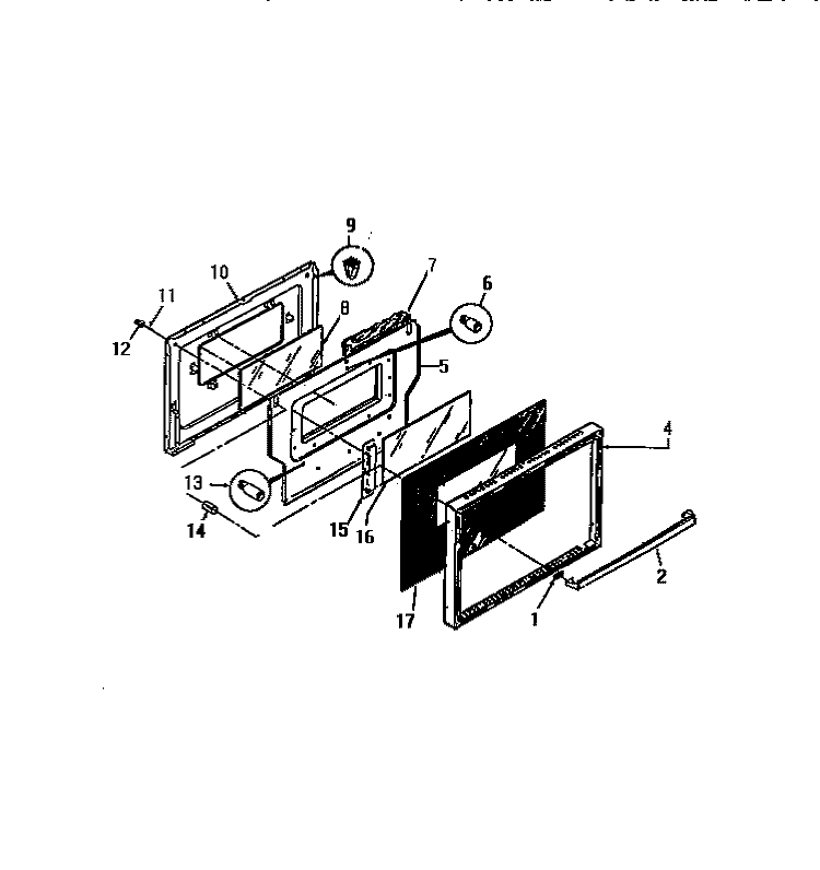 LOWER DOOR Diagram and Parts List for GC932EXF6  Frigidaire Microwave Oven Combo