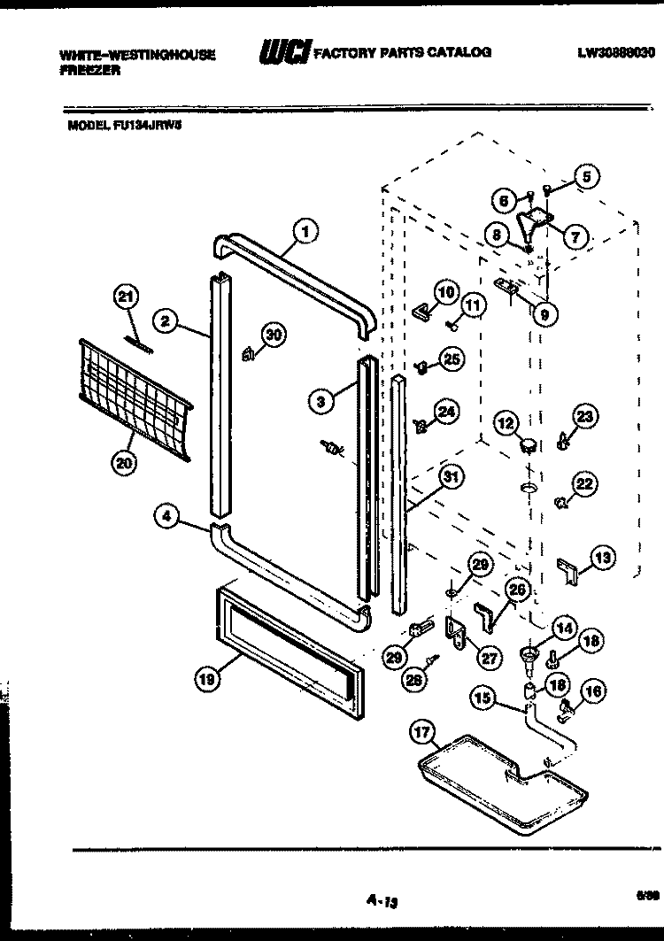 CABINET PARTS Diagram and Parts List for FU134JRW5  Frigidaire Freezer