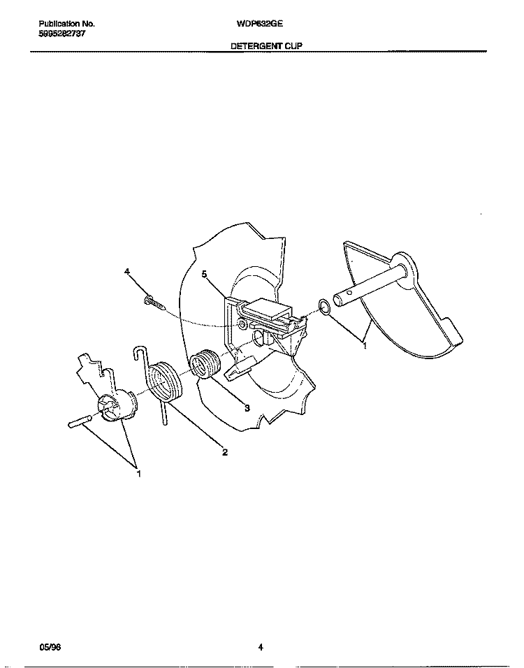 DETERGENT CUP Diagram and Parts List for WDP632GER0  Frigidaire Dishwasher