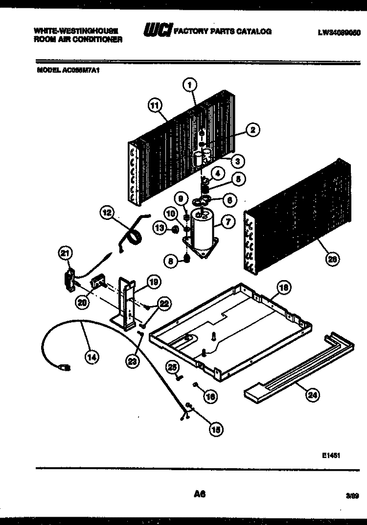 SYSTEM PARTS Diagram and Parts List for AC055M7A1  Frigidaire Air Conditioner