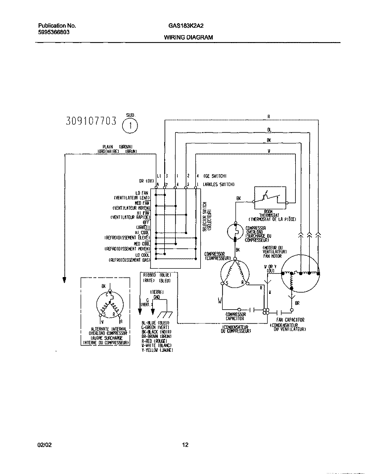 WIRING DIAGRAM Diagram and Parts List for GAS183K2A2  Gibson Air Conditioner