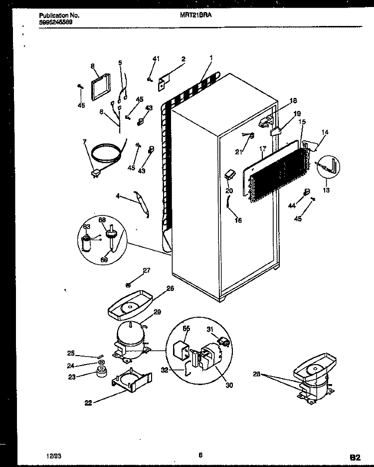 SYSTEM AND AUTOMATIC DEFROST PARTS Diagram and Parts List for MRT21BRAY0  Frigidaire Refrigerator