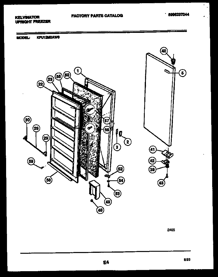 DOOR PARTS Diagram and Parts List for KFU12M2AW0  Kelvinator Freezer