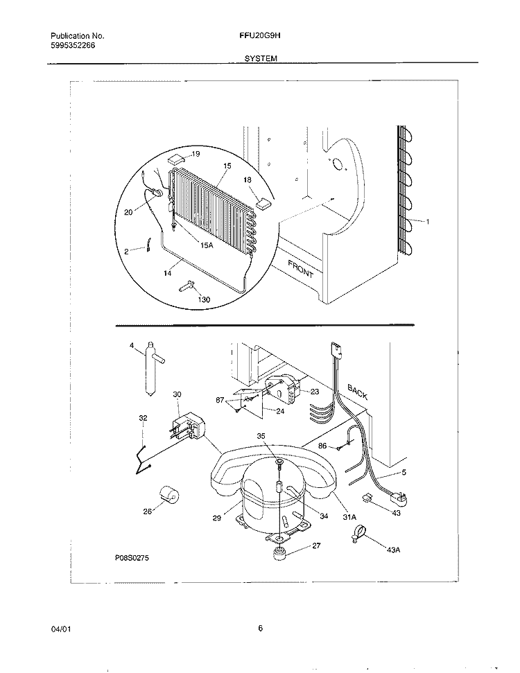 SYSTEM Diagram and Parts List for FFU20G9HW3  Frigidaire Freezer