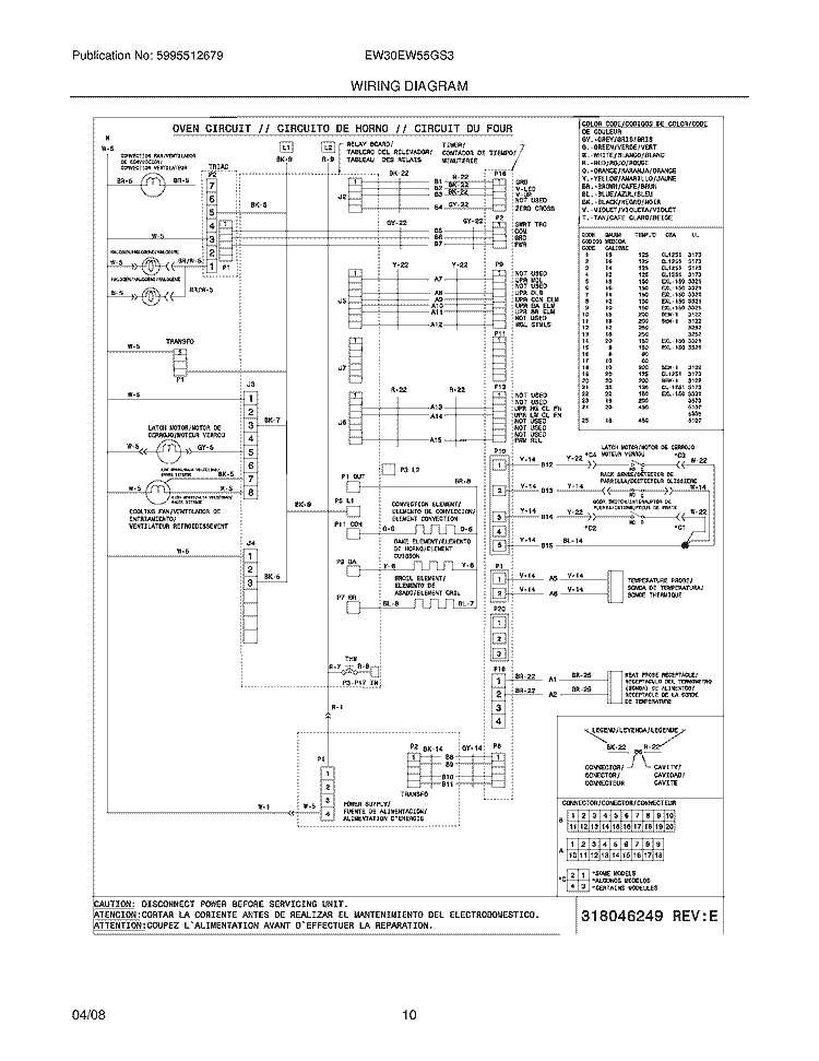 WIRING DIAGRAM Diagram and Parts List for EW30EW55GS3  Electrolux Range