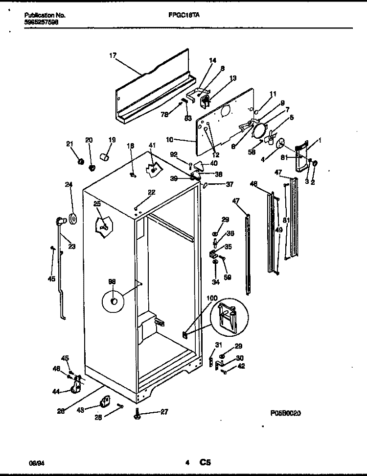 CABINET PARTS Diagram and Parts List for FPGC18TAL3  Frigidaire Refrigerator