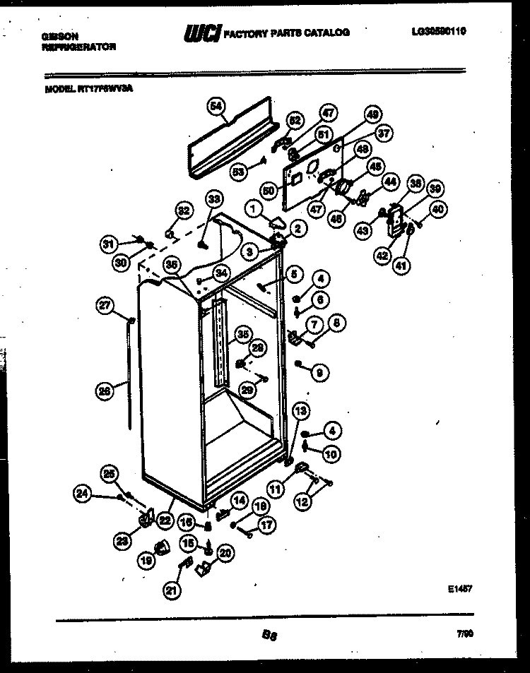 CABINET PARTS Diagram and Parts List for RT17F6WV3A  Gibson Refrigerator