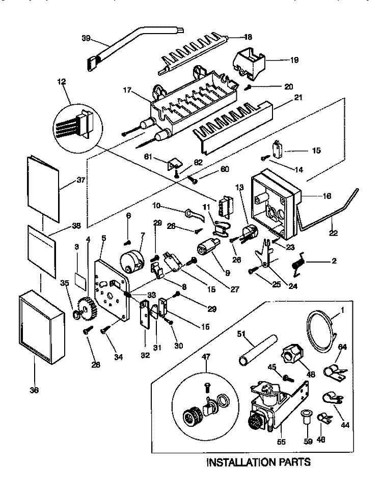 ICE MAKER Diagram and Parts List for FRS22WNCW1  Frigidaire Refrigerator
