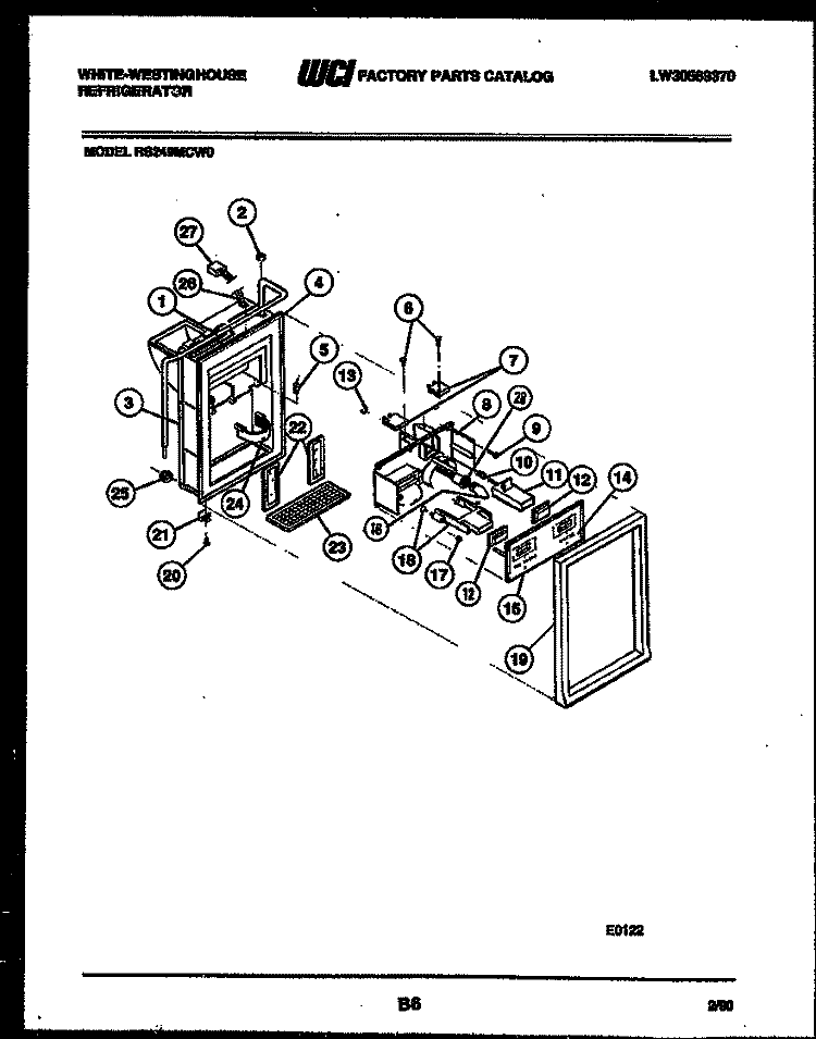 ICE DOOR, DISPENSER AND WATER TANKS Diagram and Parts List for RS249MCD0  Frigidaire Refrigerator