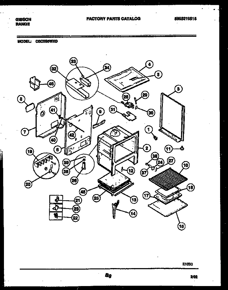 BODY PARTS Diagram and Parts List for CEC3S5WXD  Gibson Range