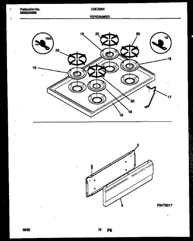 COOKTOP AND DRAWER PARTS Diagram and Parts List for CGC3S5WXG  Gibson Range