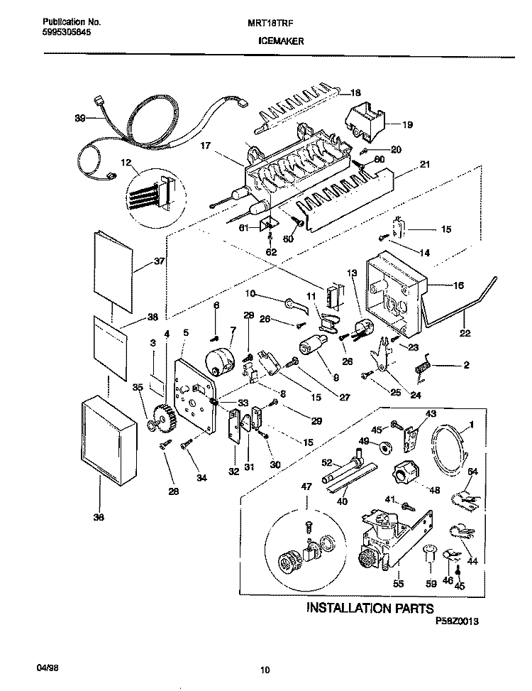 ICEMAKER Diagram and Parts List for MRT18TRFD2  Frigidaire Refrigerator