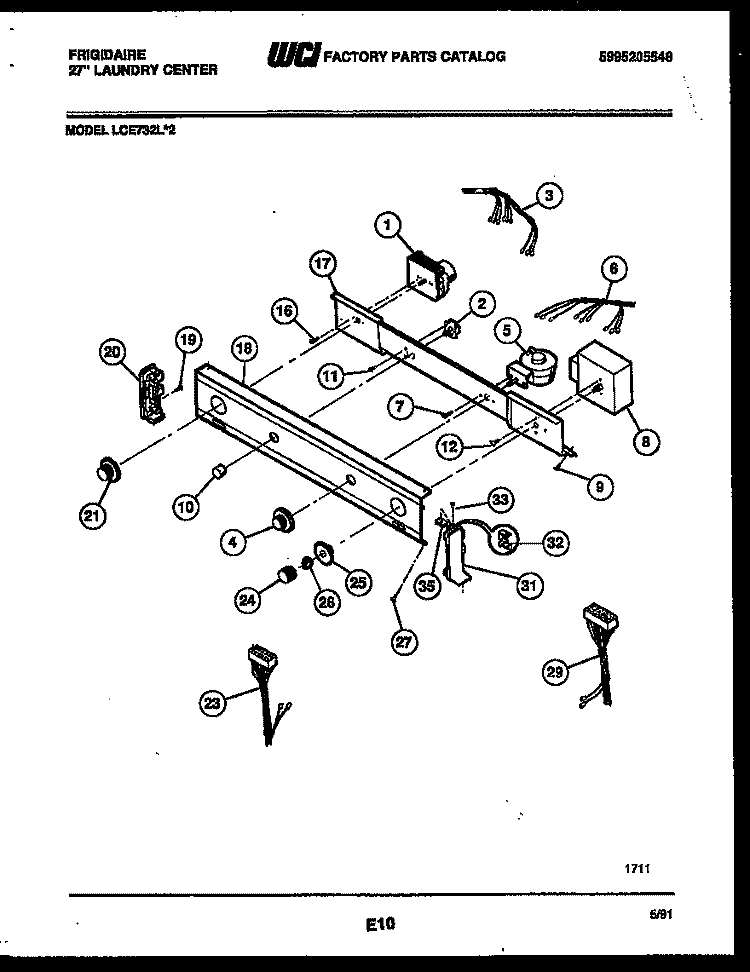 CONSOLE AND CONTROL PARTS Diagram and Parts List for LCE732LL2  Frigidaire Washer Dryer Combo