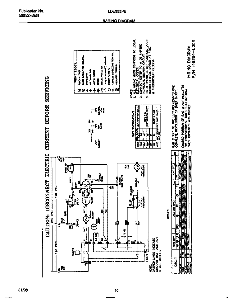 WIRING DIAGRAM Diagram and Parts List for LDE333PBW0  Frigidaire Dryer