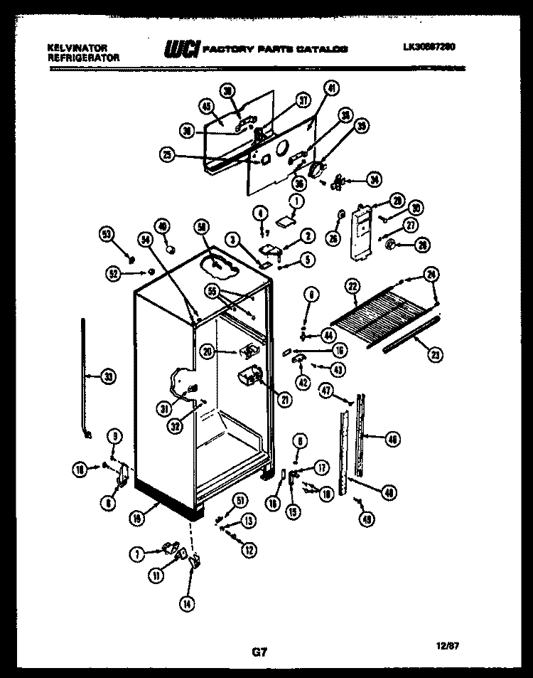 CABINET PARTS Diagram and Parts List for TSI180EN0W  Kelvinator Refrigerator