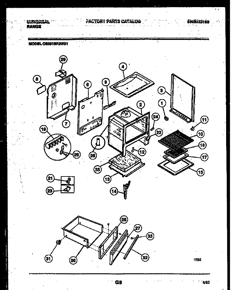 BODY PARTS Diagram and Parts List for CE301SP2D1  Frigidaire Range