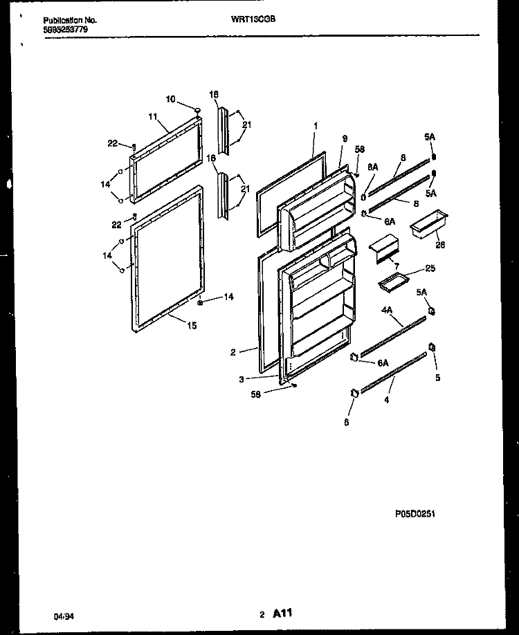 DOOR PARTS Diagram and Parts List for WRT13CGBW0  Frigidaire Refrigerator